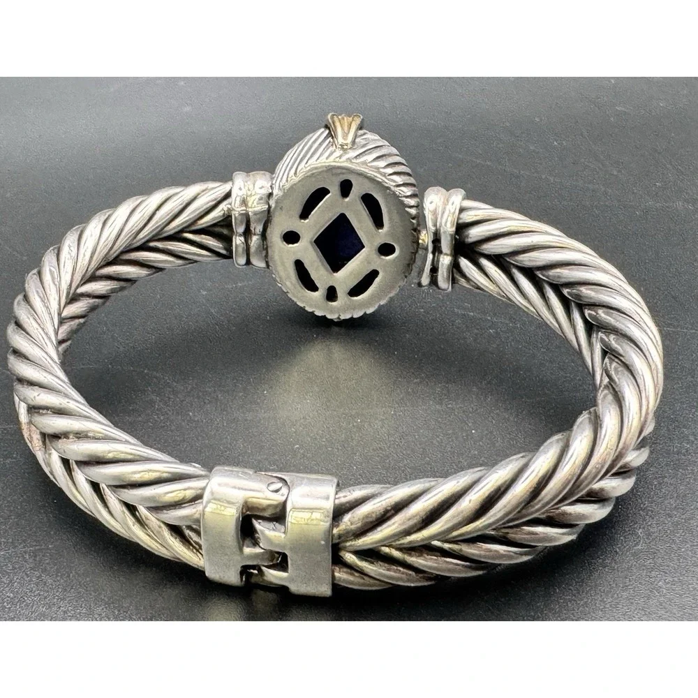 F.lli Menegatti 925 18K Italy Lapis Lazuli Cable Bracelet 47.85g Size 6 1/4